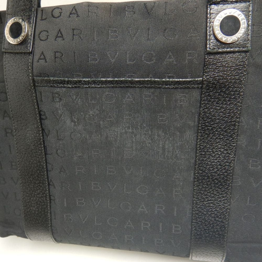 BVLGARI ブルガリ ロゴマニア ハンドバッグ キャンバスxレザー ブラック レディース /253781【中古】