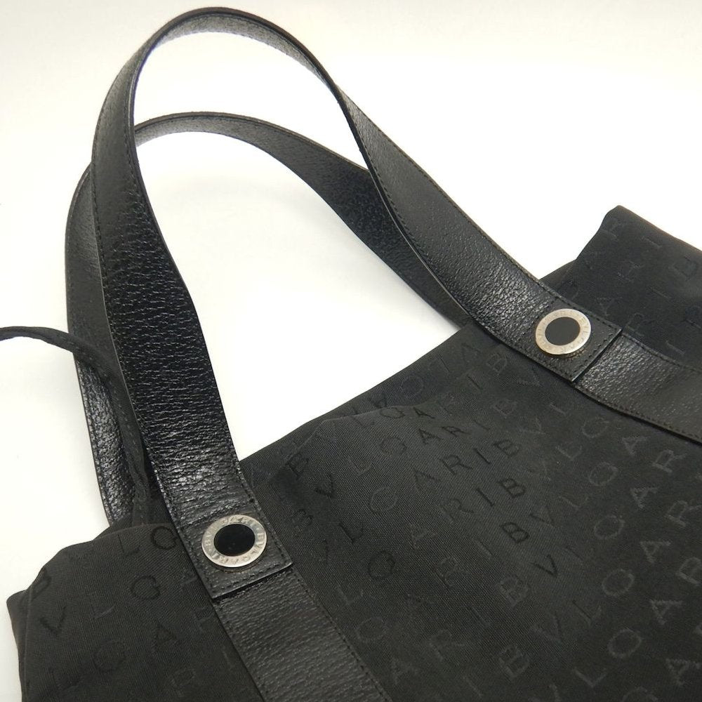 BVLGARI ブルガリ ロゴマニア ハンドバッグ キャンバスxレザー ブラック レディース /253781【中古】