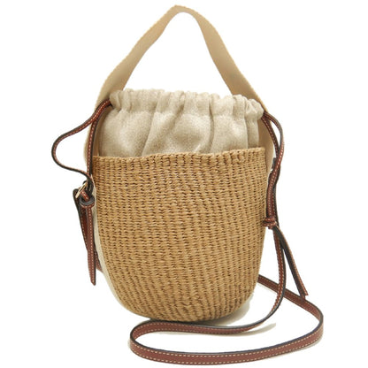 Chloe クロエ ウッディ スモールバスケット CHC22SS381G55101 ショルダーバッグ フェアトレードペーパー xキャンバスxレザー ナチュラル レディース /253786【中古】