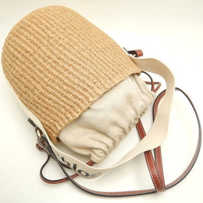 Chloe クロエ ウッディ スモールバスケット CHC22SS381G55101 ショルダーバッグ フェアトレードペーパー xキャンバスxレザー ナチュラル レディース /253786【中古】