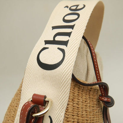 Chloe クロエ ウッディ スモールバスケット CHC22SS381G55101 ショルダーバッグ フェアトレードペーパー xキャンバスxレザー ナチュラル レディース /253786【中古】