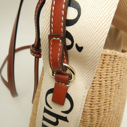 Chloe クロエ ウッディ スモールバスケット CHC22SS381G55101 ショルダーバッグ フェアトレードペーパー xキャンバスxレザー ナチュラル レディース /253786【中古】