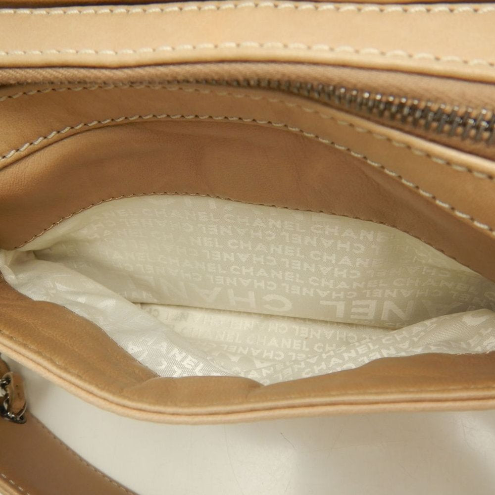 CHANEL シャネル チェーンショルダーバッグ ラムスキン ベージュ レディース /253802【中古】
