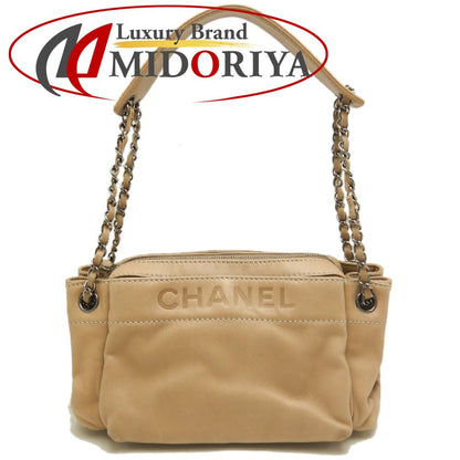 CHANEL シャネル チェーンショルダーバッグ ラムスキン ベージュ レディース /253802【中古】