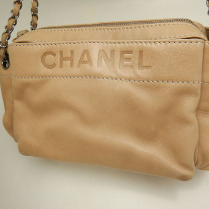 CHANEL シャネル チェーンショルダーバッグ ラムスキン ベージュ レディース /253802【中古】