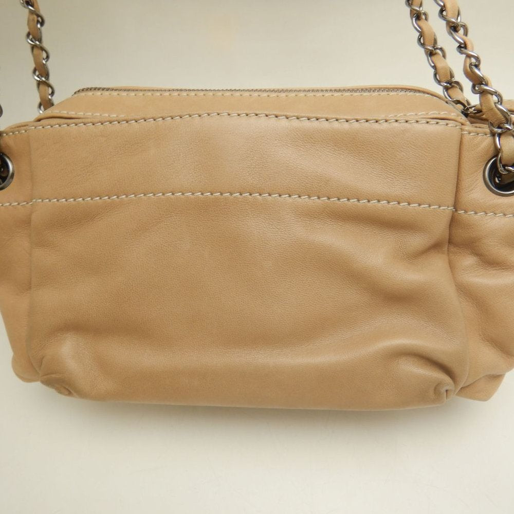 CHANEL シャネル チェーンショルダーバッグ ラムスキン ベージュ レディース /253802【中古】