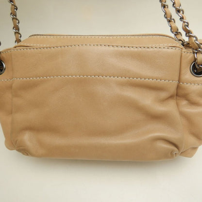 CHANEL シャネル チェーンショルダーバッグ ラムスキン ベージュ レディース /253802【中古】