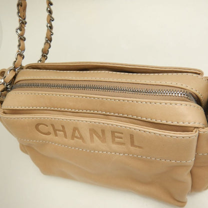 CHANEL シャネル チェーンショルダーバッグ ラムスキン ベージュ レディース /253802【中古】
