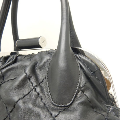 CHANEL シャネル ワイルドステッチ ガマ口 ハンドバッグ ラムスキン ブラック レディース /253803【中古】