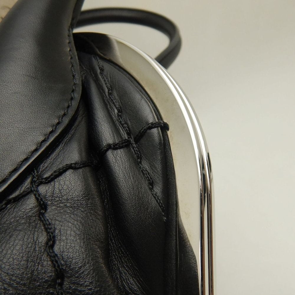 CHANEL シャネル ワイルドステッチ ガマ口 ハンドバッグ ラムスキン ブラック レディース /253803【中古】
