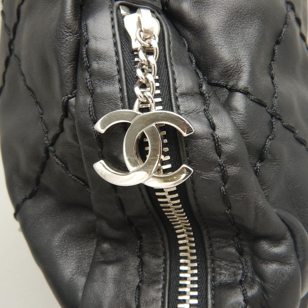 CHANEL シャネル ワイルドステッチ ガマ口 ハンドバッグ ラムスキン ブラック レディース /253803【中古】