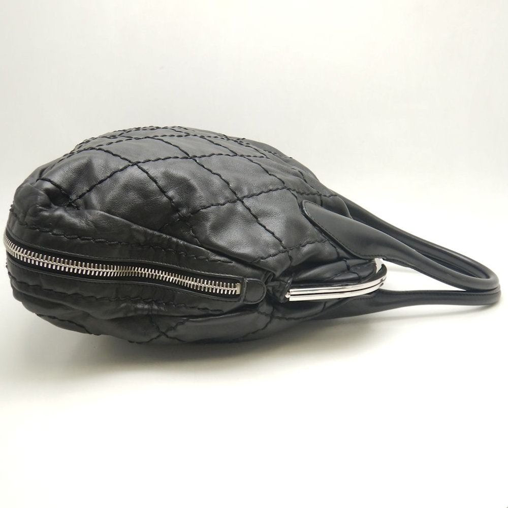 CHANEL シャネル ワイルドステッチ ガマ口 ハンドバッグ ラムスキン ブラック レディース /253803【中古】