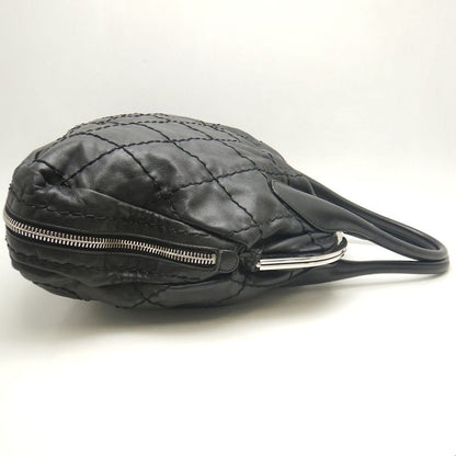 CHANEL シャネル ワイルドステッチ ガマ口 ハンドバッグ ラムスキン ブラック レディース /253803【中古】
