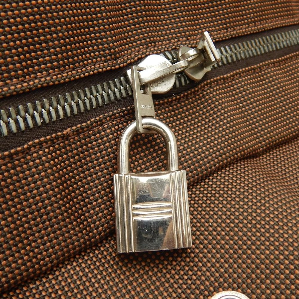 HERMES エルメス エールライン トートMM トートバッグ ポリエステル ブラウン レディース /253810【中古】