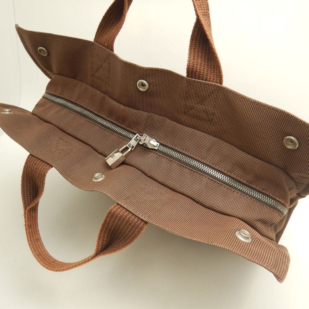HERMES エルメス エールライン トートMM トートバッグ ポリエステル ブラウン レディース /253810【中古】