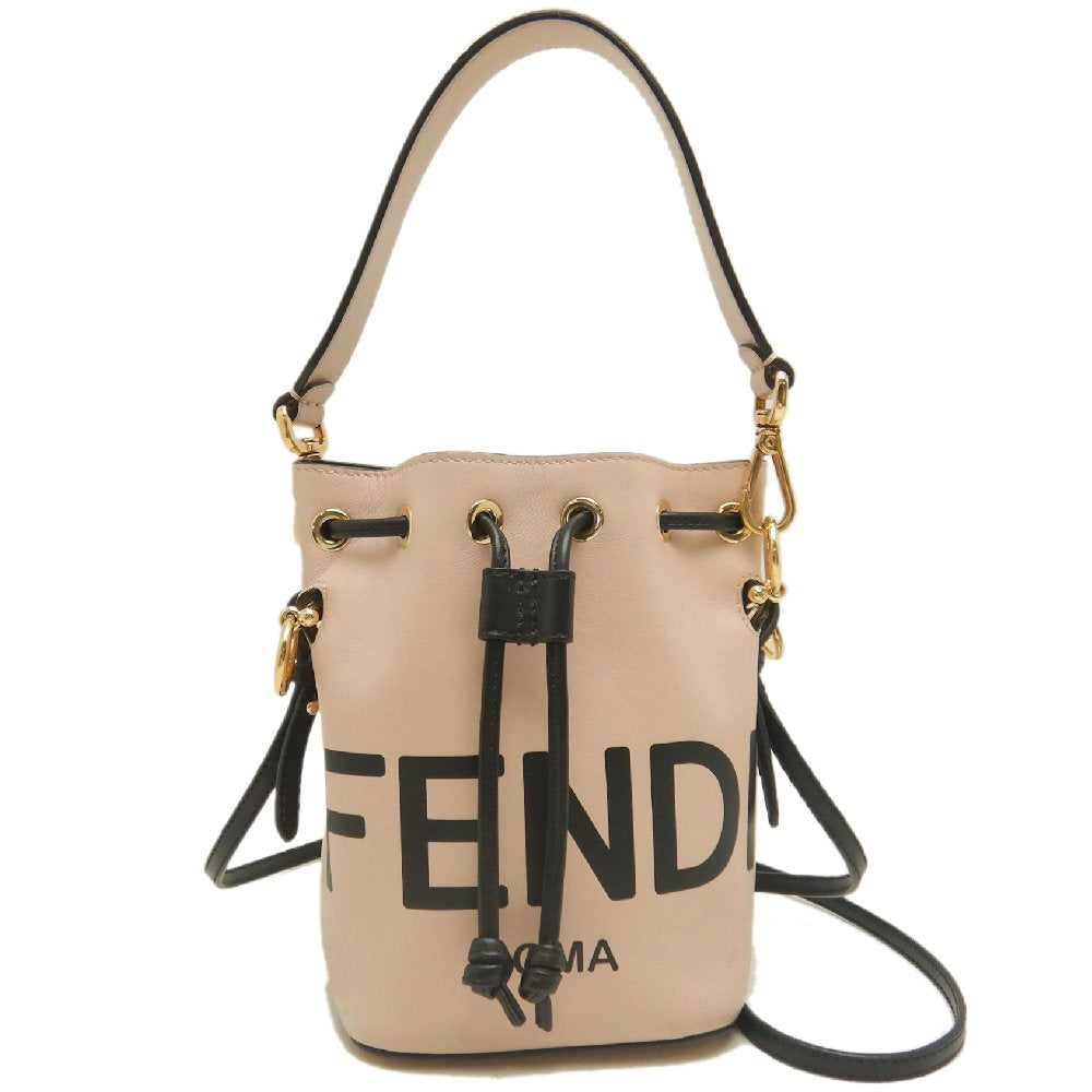 FENDI フェンディ モントレゾール 8BS010 ショルダーバッグ レザー ピンク ブラック レディース /253814【中古】
