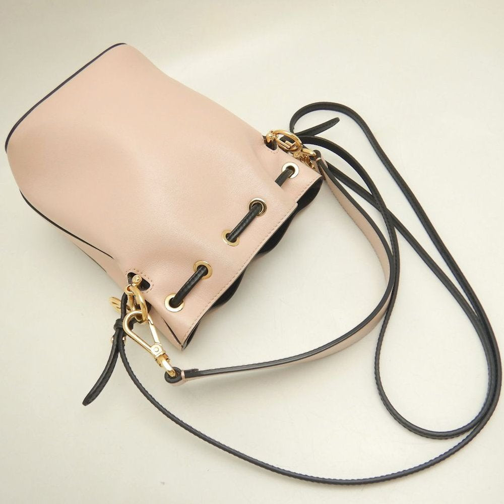 FENDI フェンディ モントレゾール 8BS010 ショルダーバッグ レザー ピンク ブラック レディース /253814【中古】