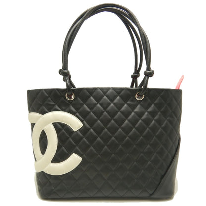 CHANEL シャネル カンボンライン ラージトート A25169 トートバッグ レザー ブラック ホワイト レディース /253825【中古】