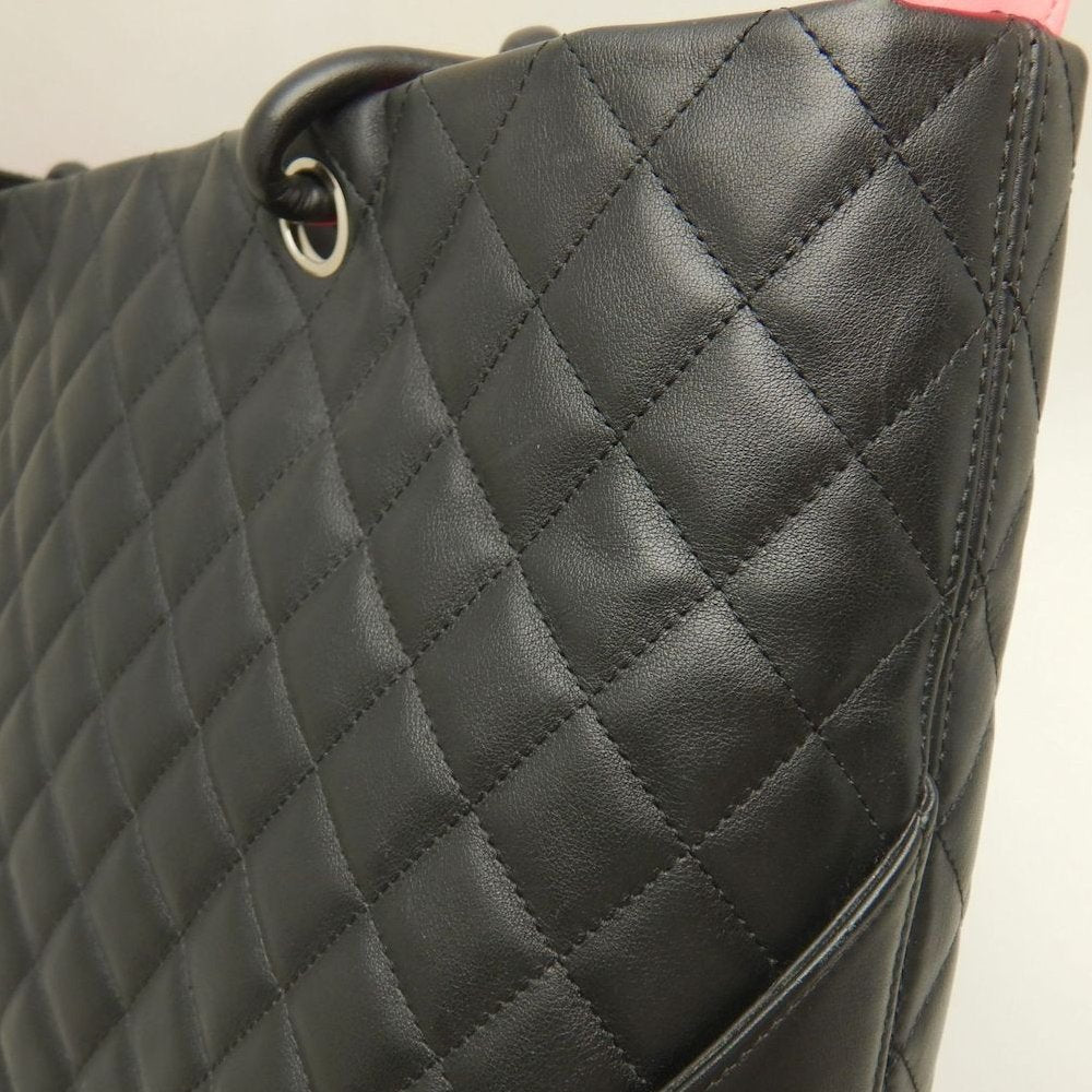 CHANEL シャネル カンボンライン ラージトート A25169 トートバッグ レザー ブラック ホワイト レディース /253825【中古】