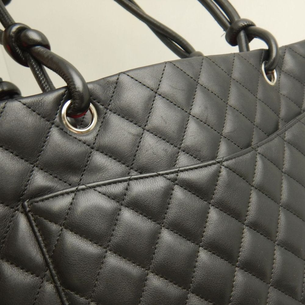CHANEL シャネル カンボンライン ラージトート A25169 トートバッグ レザー ブラック ホワイト レディース /253825【中古】