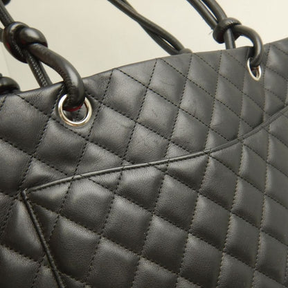 CHANEL シャネル カンボンライン ラージトート A25169 トートバッグ レザー ブラック ホワイト レディース /253825【中古】