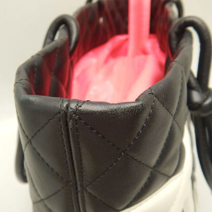 CHANEL シャネル カンボンライン ラージトート A25169 トートバッグ レザー ブラック ホワイト レディース /253825【中古】
