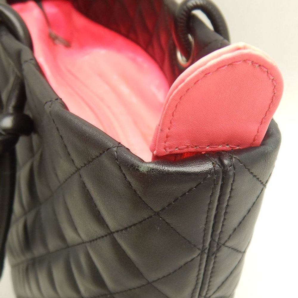 CHANEL シャネル カンボンライン ラージトート A25169 トートバッグ レザー ブラック ホワイト レディース /253825【中古】