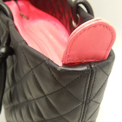 CHANEL シャネル カンボンライン ラージトート A25169 トートバッグ レザー ブラック ホワイト レディース /253825【中古】