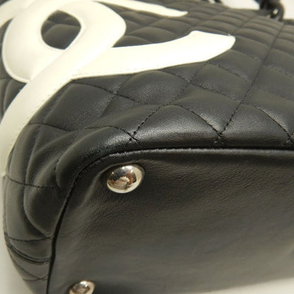CHANEL シャネル カンボンライン ラージトート A25169 トートバッグ レザー ブラック ホワイト レディース /253825【中古】
