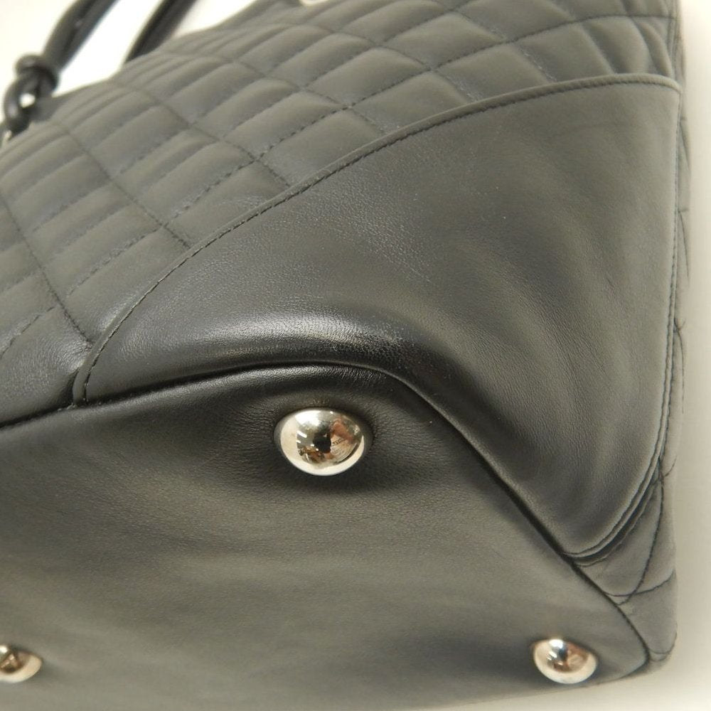 CHANEL シャネル カンボンライン ラージトート A25169 トートバッグ レザー ブラック ホワイト レディース /253825【中古】