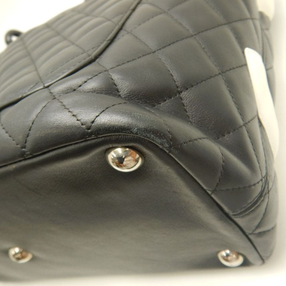 CHANEL シャネル カンボンライン ラージトート A25169 トートバッグ レザー ブラック ホワイト レディース /253825【中古】