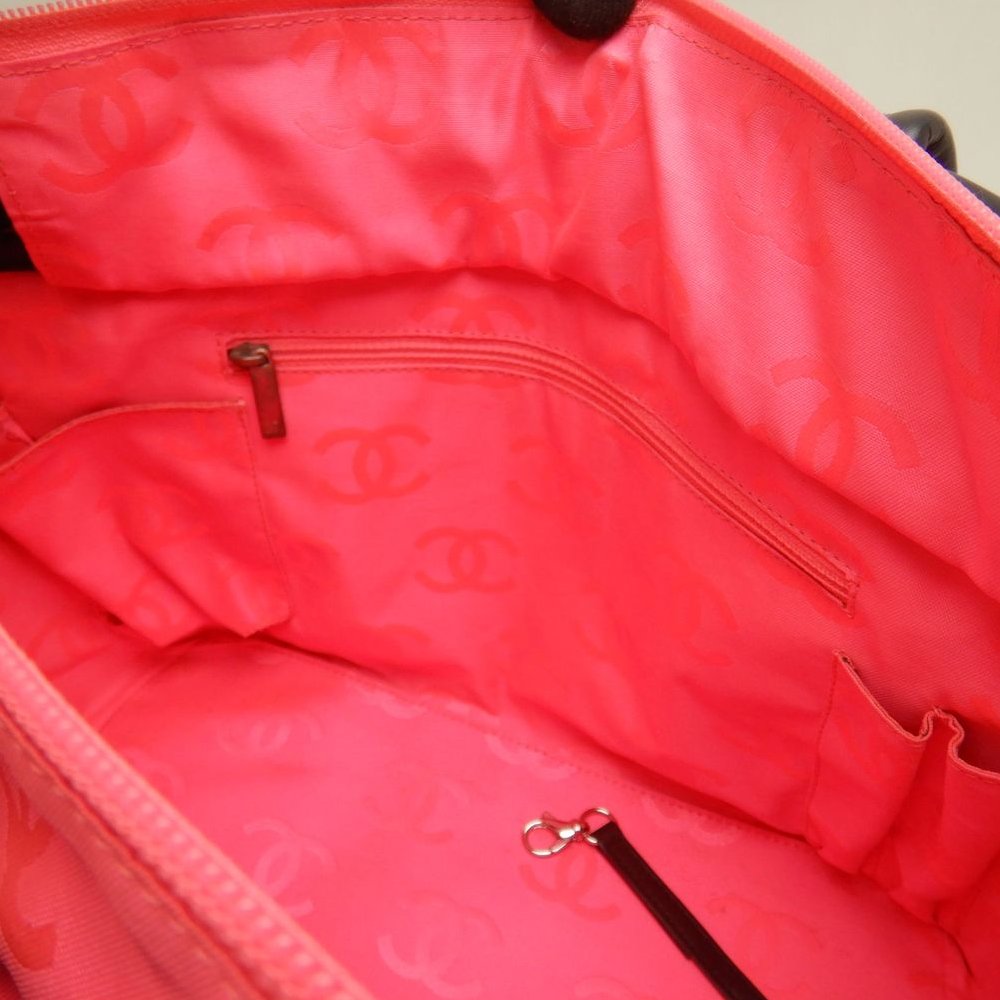 CHANEL シャネル カンボンライン ラージトート A25169 トートバッグ レザー ブラック ホワイト レディース /253825【中古】