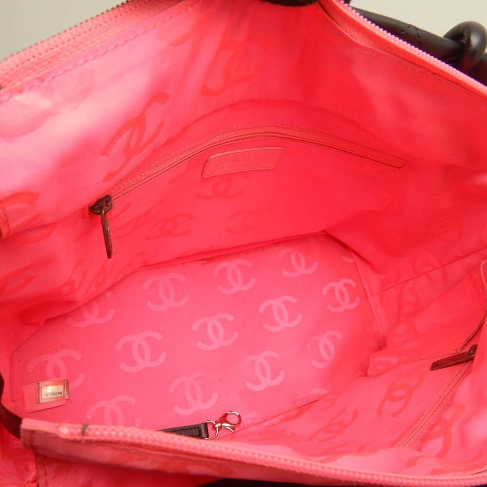 CHANEL シャネル カンボンライン ラージトート A25169 トートバッグ レザー ブラック ホワイト レディース /253825【中古】