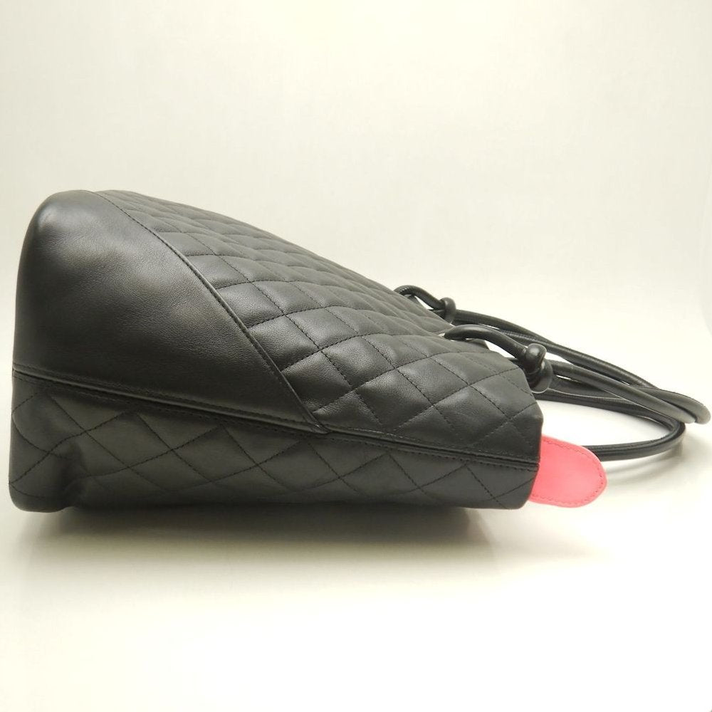 CHANEL シャネル カンボンライン ラージトート A25169 トートバッグ レザー ブラック ホワイト レディース /253825【中古】