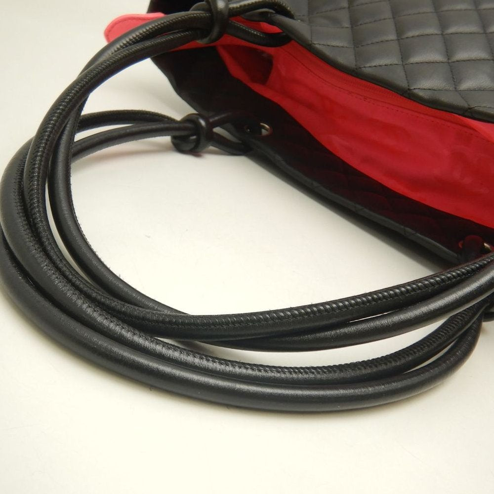 CHANEL シャネル カンボンライン ラージトート A25169 トートバッグ レザー ブラック ホワイト レディース /253825【中古】
