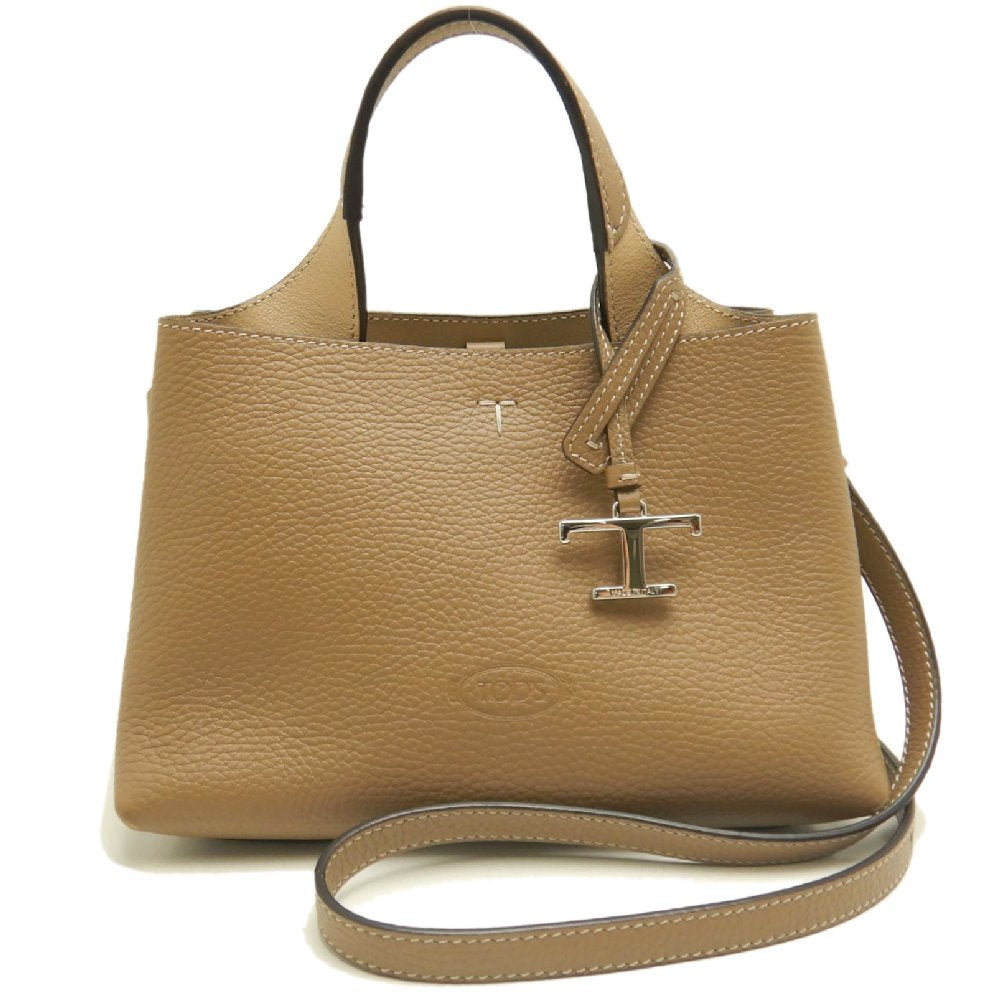 TOD’S トッズ Tタイムレス マイクロ ハンドバッグ レザー ブラウン レディース /253832【中古】