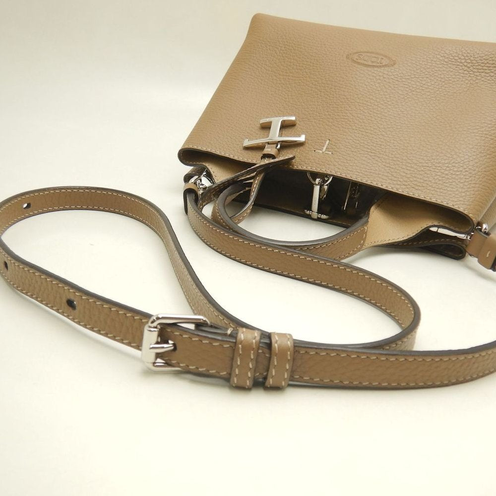 TOD’S トッズ Tタイムレス マイクロ ハンドバッグ レザー ブラウン レディース /253832【中古】