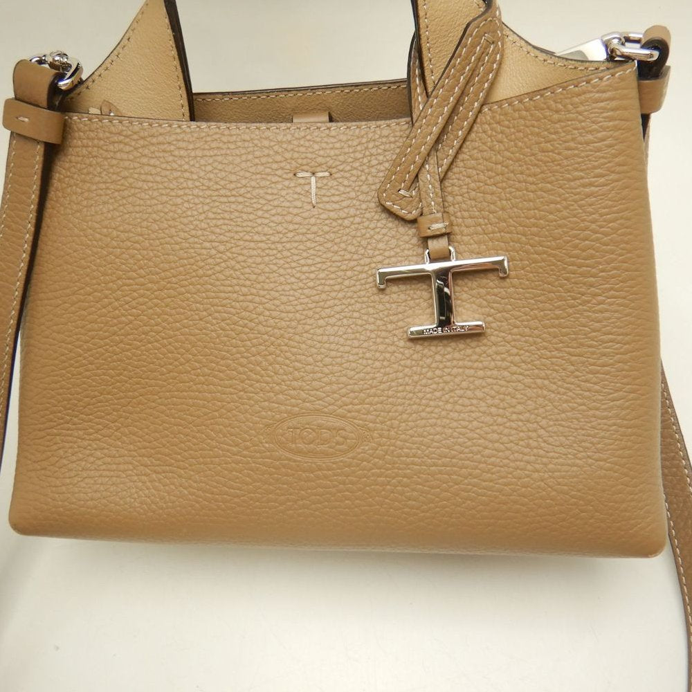TOD’S トッズ Tタイムレス マイクロ ハンドバッグ レザー ブラウン レディース /253832【中古】
