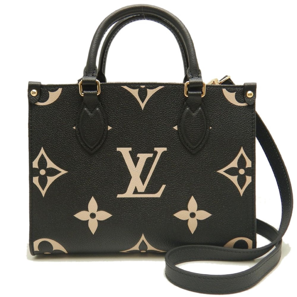 LOUIS VUITTON ルイヴィトン バイカラーモノグラム オンザゴーPM M45659 ハンドバッグ ブラック アンプラント ベージュ レディース /253836【中古】