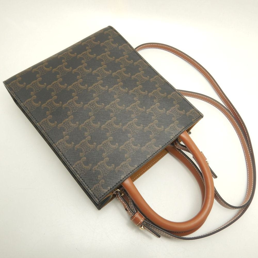 CELINE セリーヌ ミニバーティカルカバ トリオンフ 194372BZK ハンドバッグ コーティングキャンバス タン レディース /253840【中古】