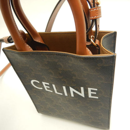CELINE セリーヌ ミニバーティカルカバ トリオンフ 194372BZK ハンドバッグ コーティングキャンバス タン レディース /253840【中古】