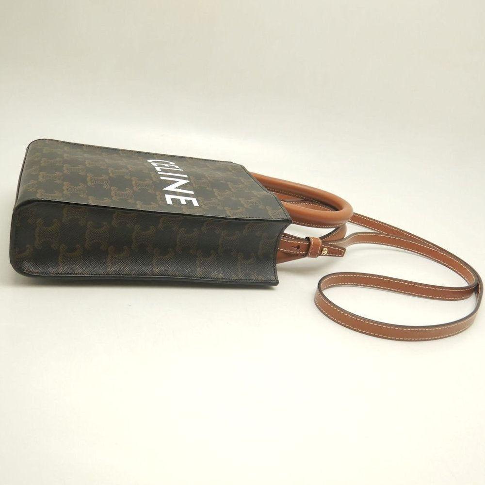 CELINE セリーヌ ミニバーティカルカバ トリオンフ 194372BZK ハンドバッグ コーティングキャンバス タン レディース /253840【中古】