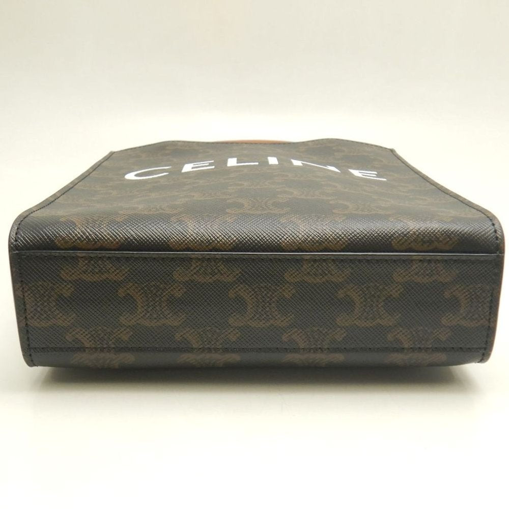 CELINE セリーヌ ミニバーティカルカバ トリオンフ 194372BZK ハンドバッグ コーティングキャンバス タン レディース /253840【中古】