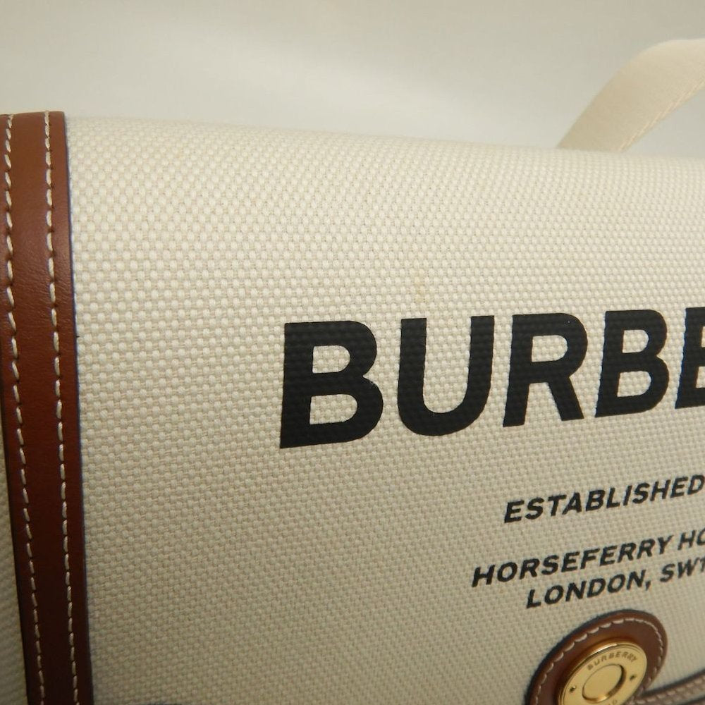 BURBERRY バーバリー ホースフェリー プリント 80302491 ショルダーバッグ キャンバスxレザー ナチュラル タン レディース /253842【中古】