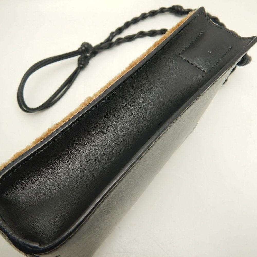 JIL SANDER ジルサンダー Tangle タングル スモール J07WG0001 ショルダーバッグ ムートンxレザー ブラウン ブラック レディース /253843【中古】