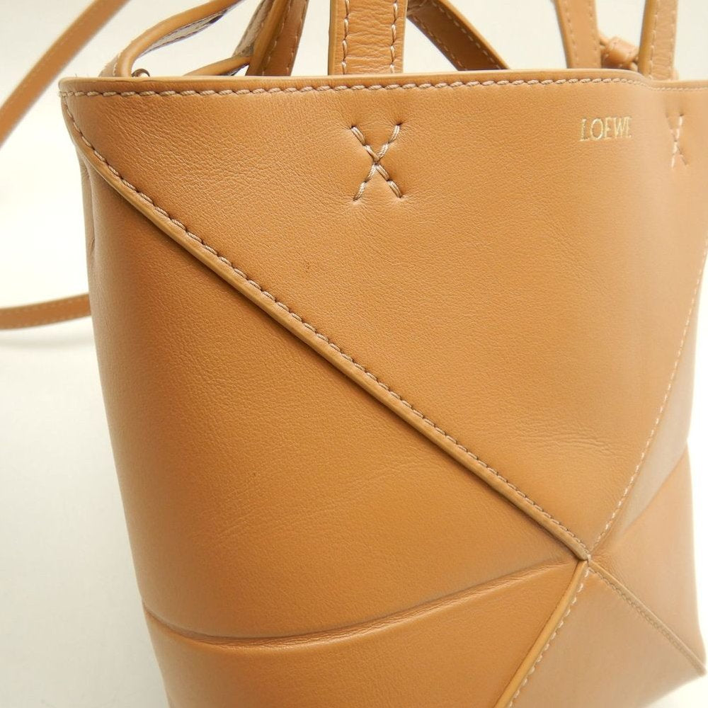 LOEWE ロエベ パズルフォルド トートミニ A657V25X01 トートバッグ シャイニーカーフ ウォームデザート レディース /253844【中古】