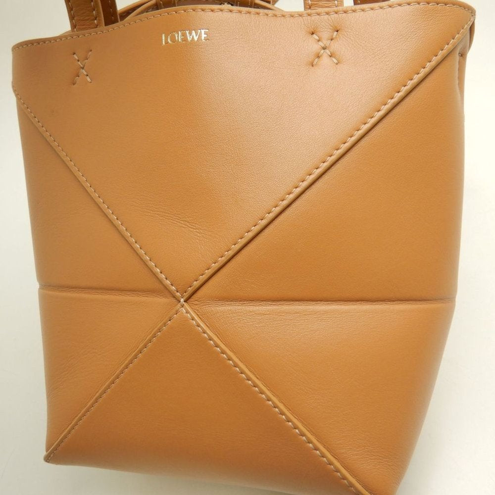 LOEWE ロエベ パズルフォルド トートミニ A657V25X01 トートバッグ シャイニーカーフ ウォームデザート レディース /253844【中古】