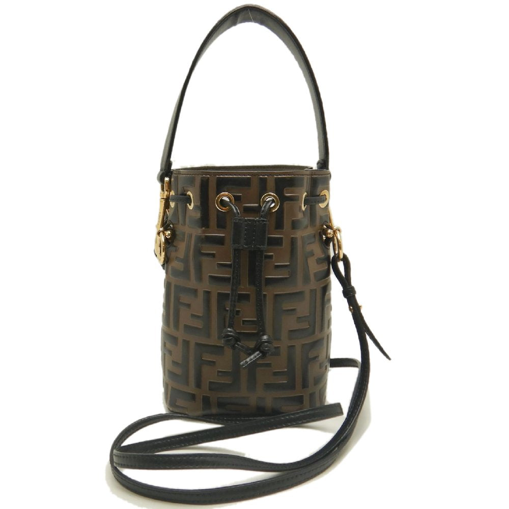 FENDI フェンディ モントレゾールミニ ズッカ 8BS010A659F13VK ショルダーバッグ カーフ ブラウン レディース /253846【中古】