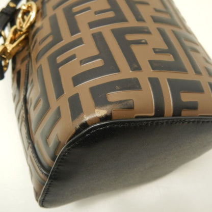 FENDI フェンディ モントレゾールミニ ズッカ 8BS010A659F13VK ショルダーバッグ カーフ ブラウン レディース /253846【中古】