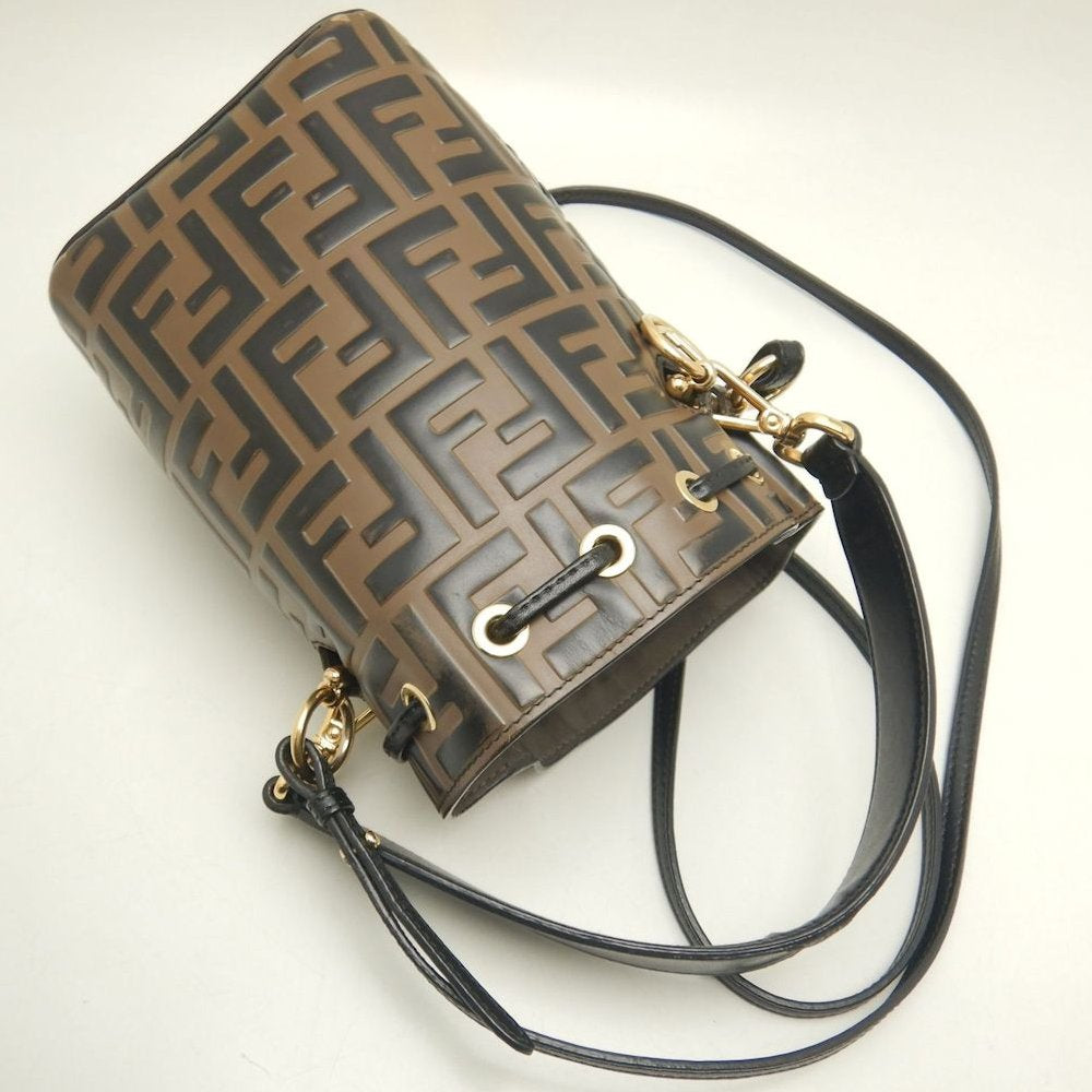 FENDI フェンディ モントレゾールミニ ズッカ 8BS010A659F13VK ショルダーバッグ カーフ ブラウン レディース /253846【中古】
